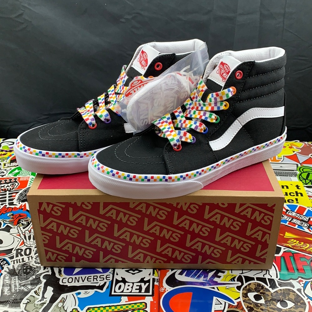 Vans Sk8-Hi Rainbow Checkered Women’s And Youth Sizes